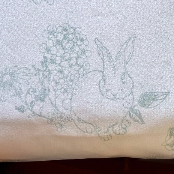 NEW BUNNY Twin Size Green Toile Sheet Set (easter bunnies) easy care microfiber - Picture 4 of 7